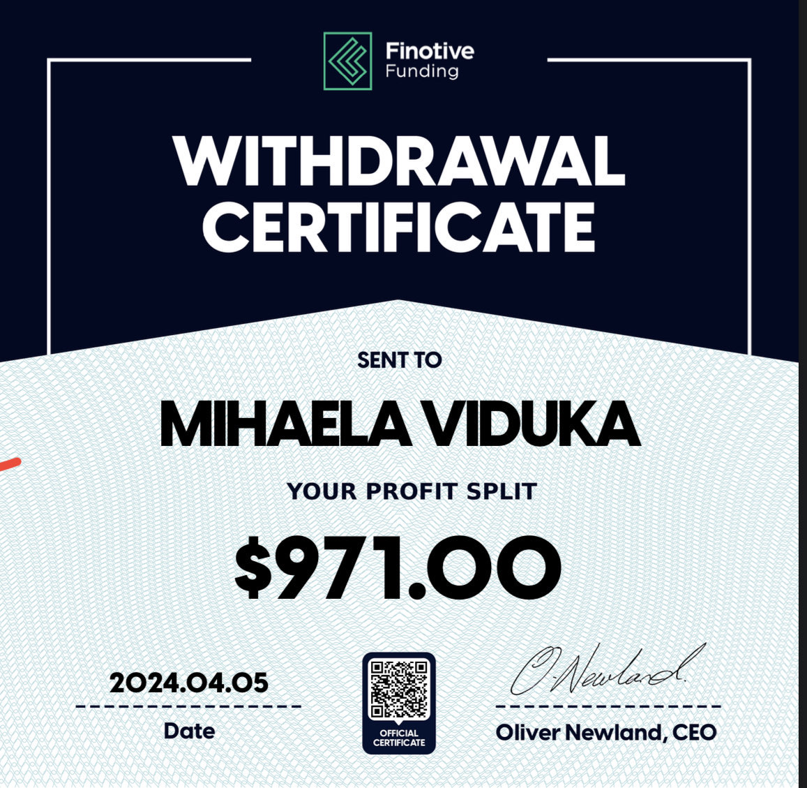 Trading Certificate 50