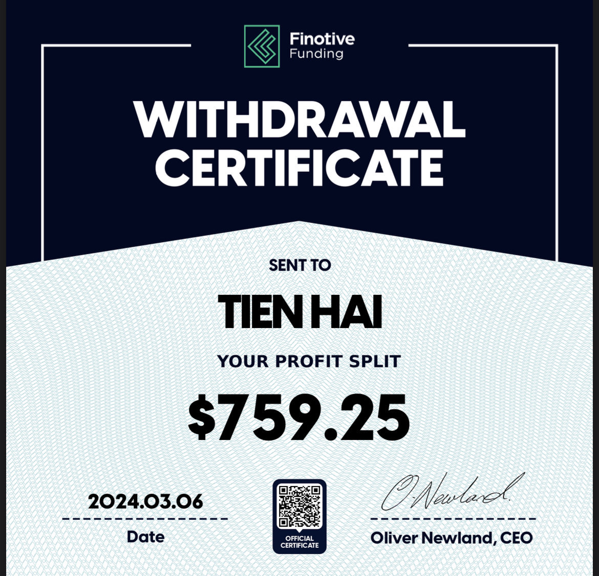 Trading Certificate 55