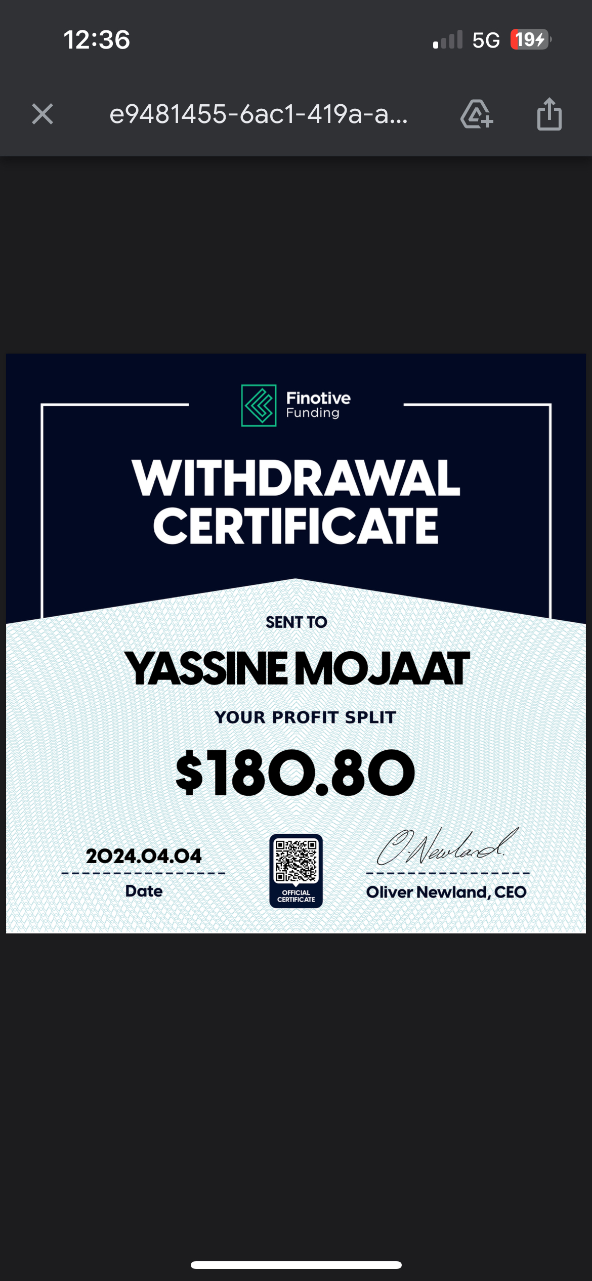 Trading Certificate 66