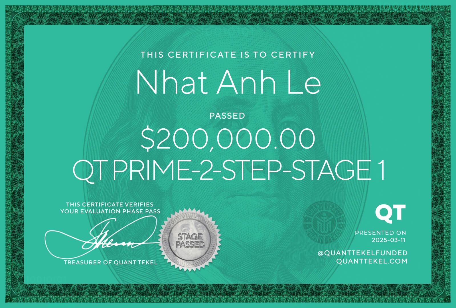 Trading Certificate 71